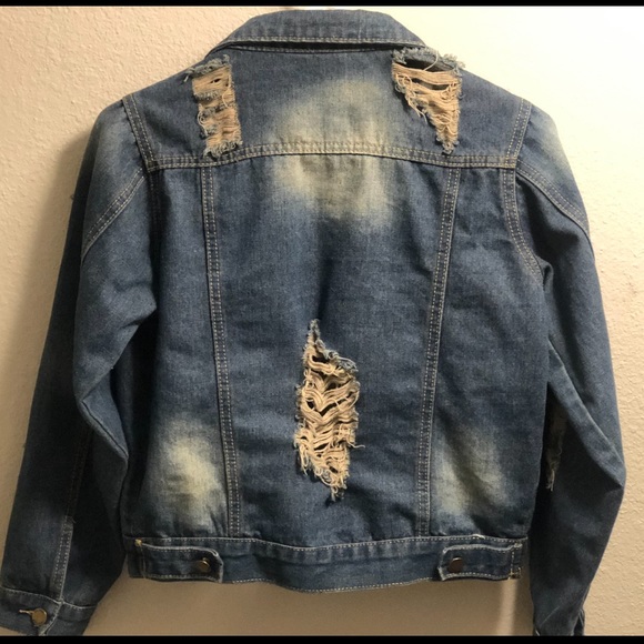 Bleach-washed Ripped Denim Jacket - Picture 8 of 8